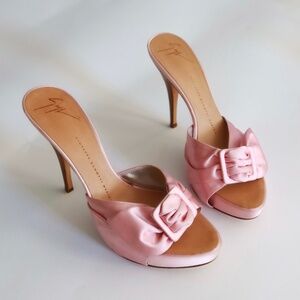 y2k giuseppe zanotti pink satin ribbon sandals